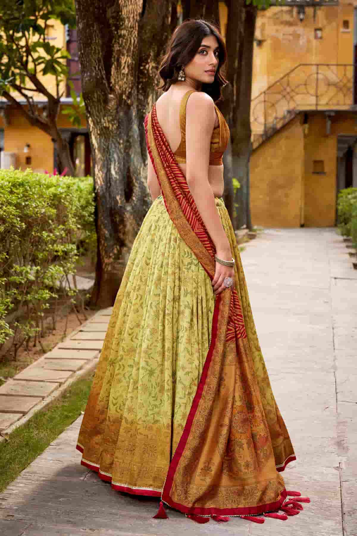 Vichitra Silk Zari Woven Work Lehenga Choli In Light Green Colour NCLD1300061