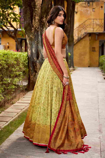Vichitra Silk Zari Woven Work Lehenga Choli In Light Green Colour NCLD1300061
