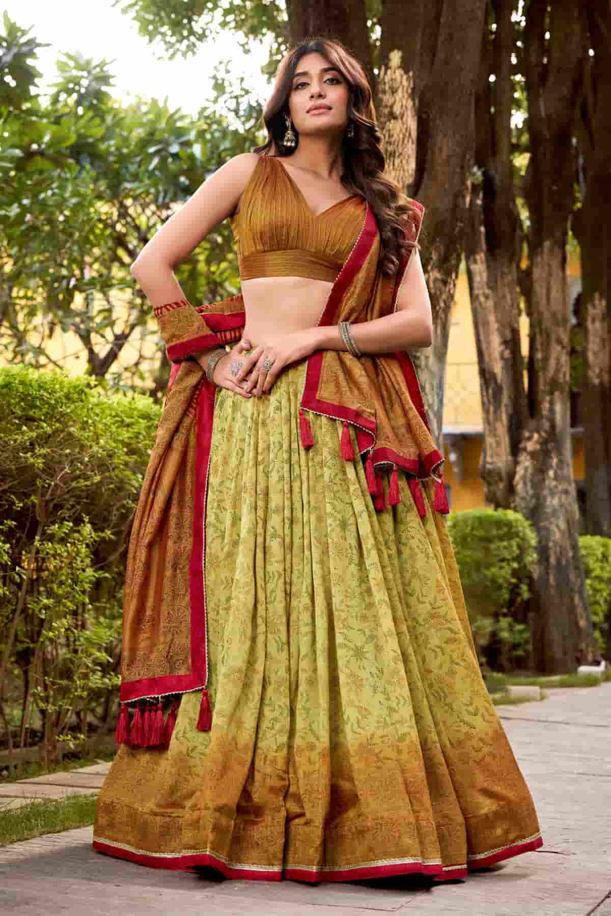 Vichitra Silk Zari Woven Work Lehenga Choli In Light Green Colour NCLD1300061
