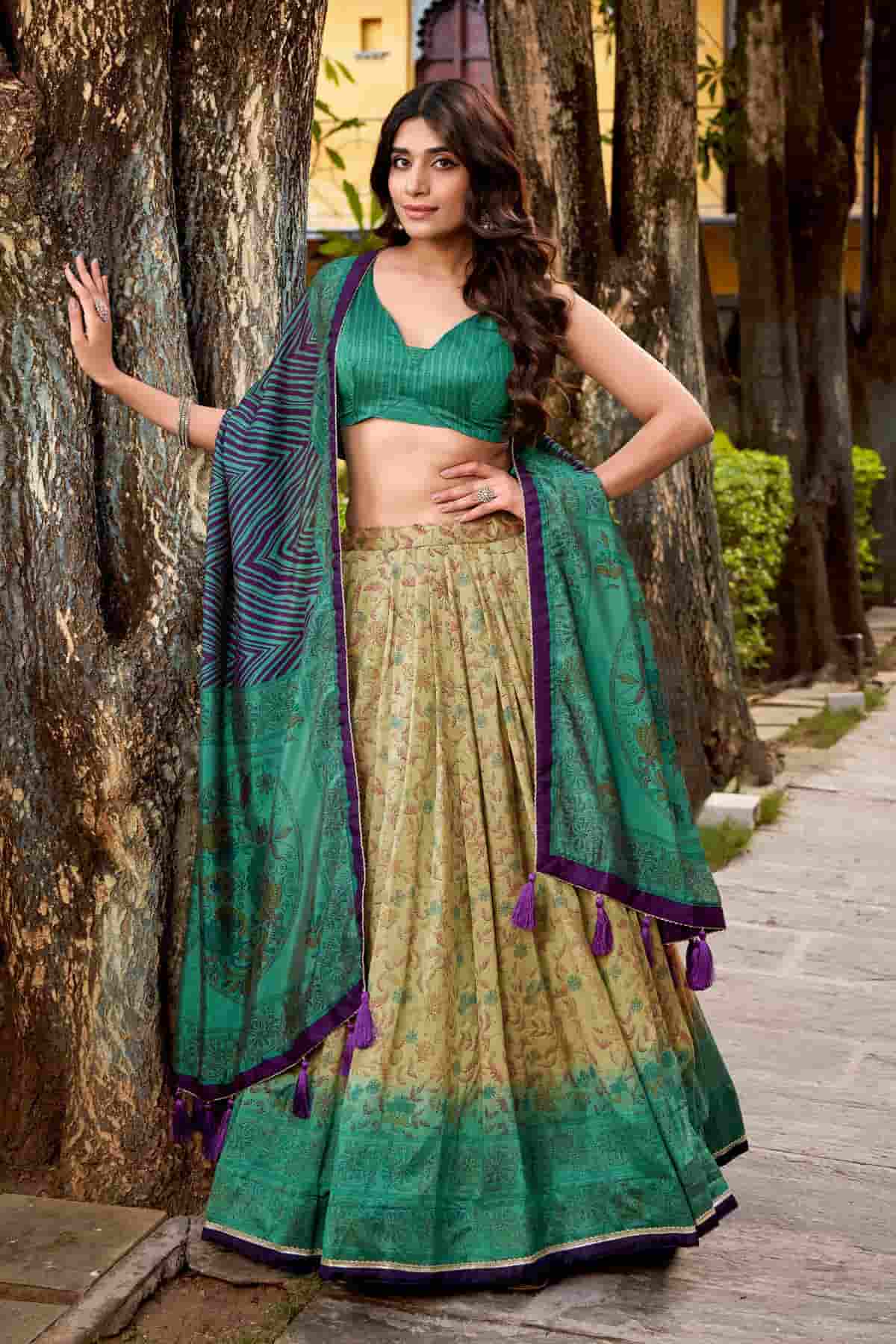Vichitra Silk Zari Woven Work Lehenga Choli In Teal Green Colour NCLD1300062