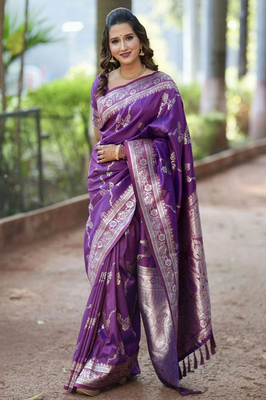 Violet Banarasi Silk Traditional Saree NCSD11111631