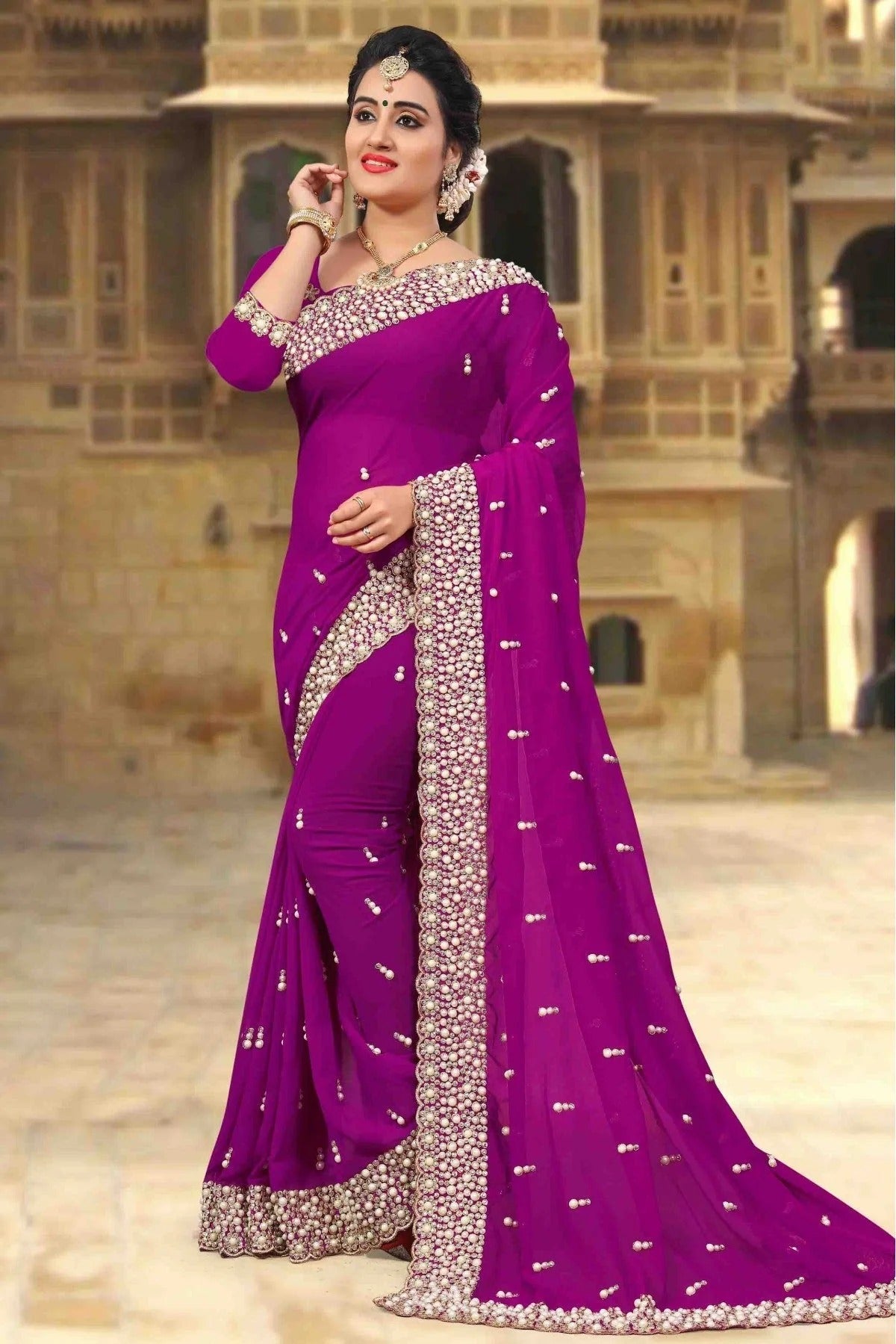 Violet Georgette Designer Saree NCSD10910466