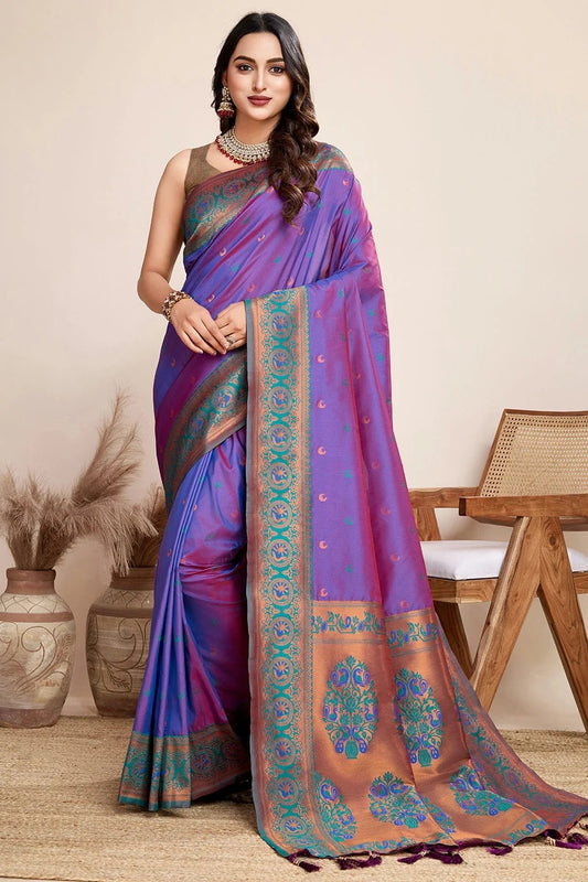 Violet Jacquard Silk Traditional Saree NCSD11111535