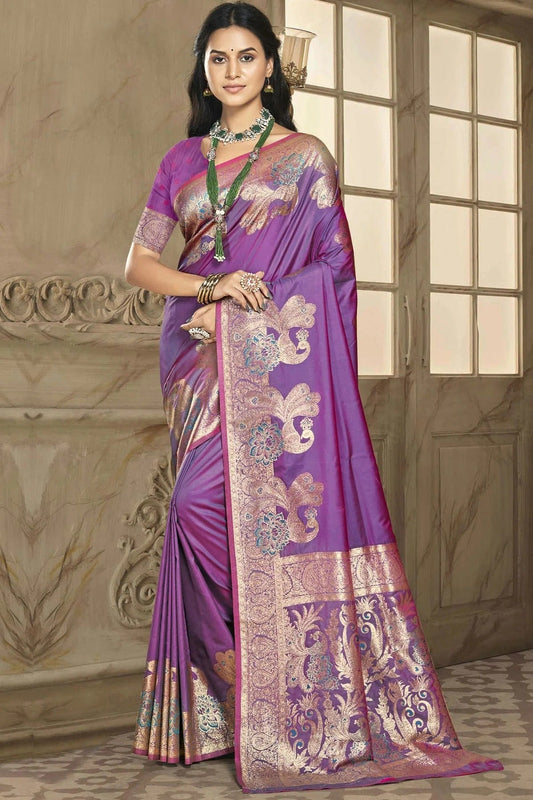 Violet Silk Traditional Saree NCSD11010427
