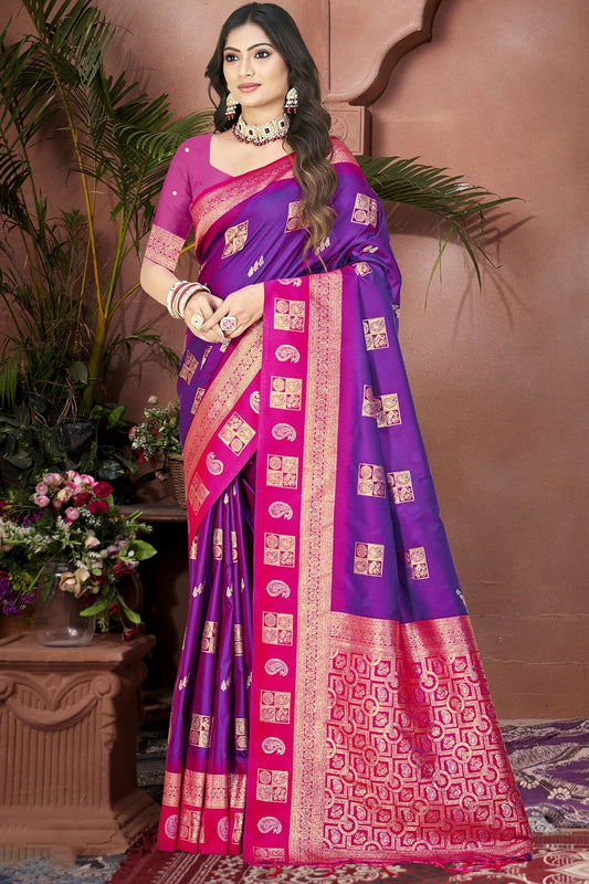 Violet Silk Woven Traditional Saree NCSD11010257
