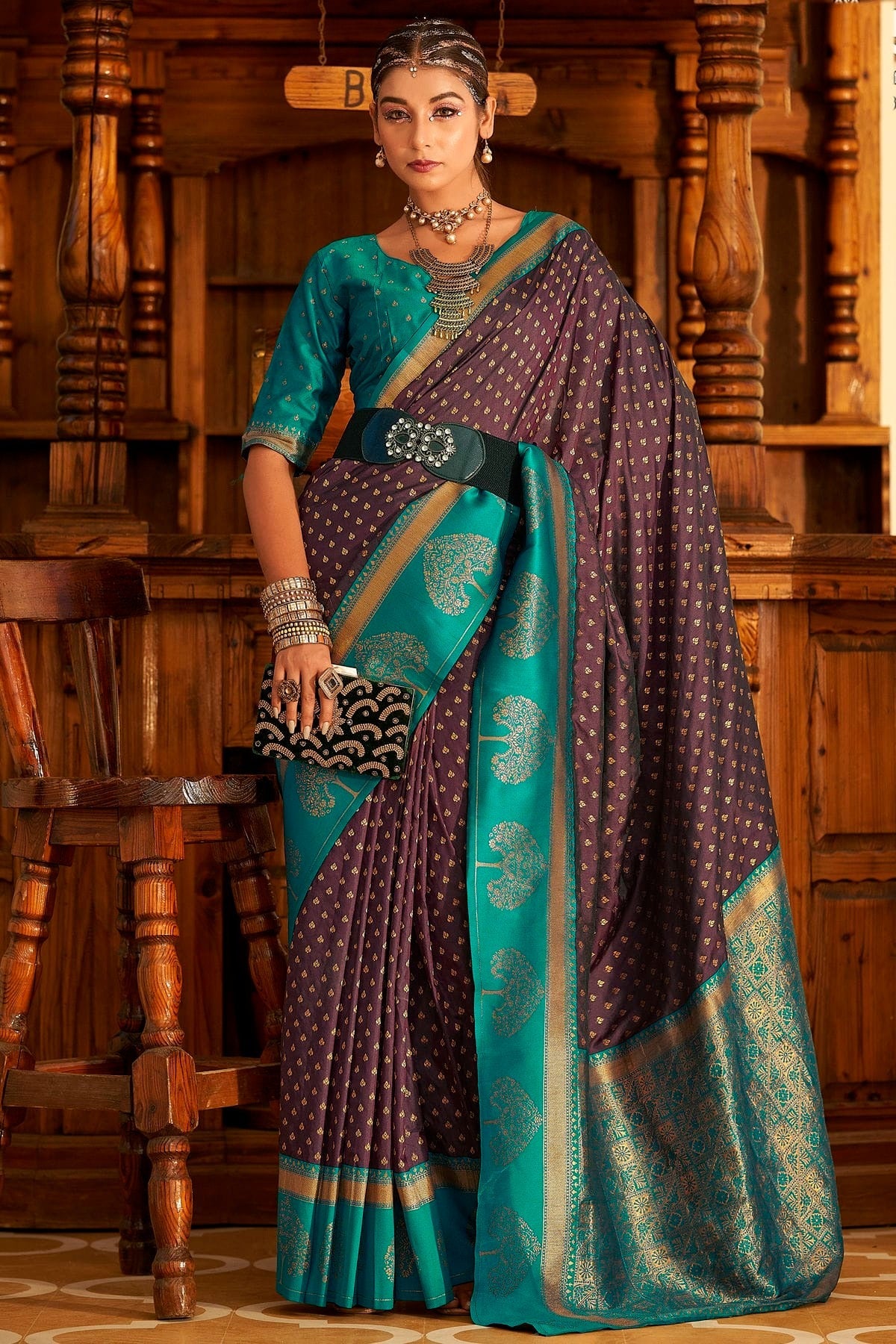 Violet Soft Banarasi Silk Woven Saree NCSD12910152