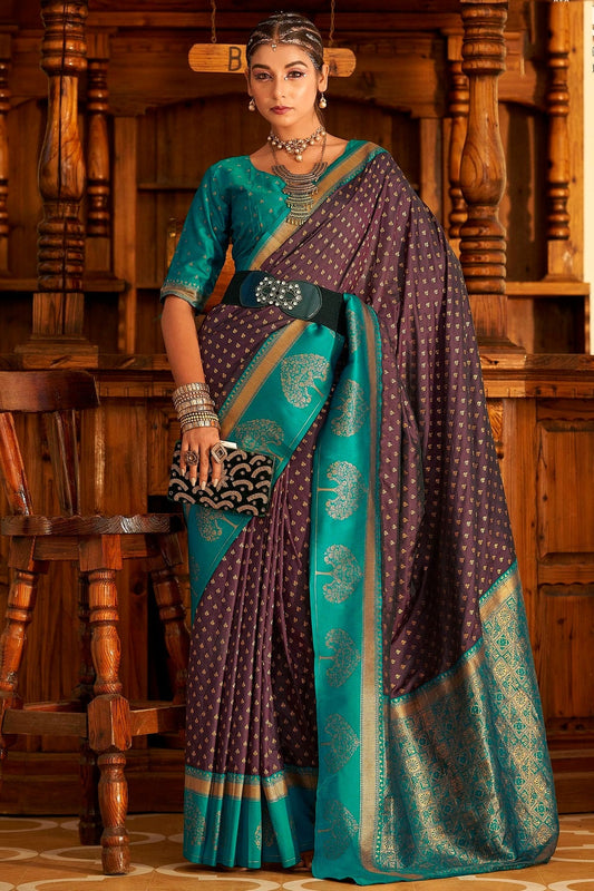 Violet Soft Banarasi Silk Woven Saree NCSD12910152