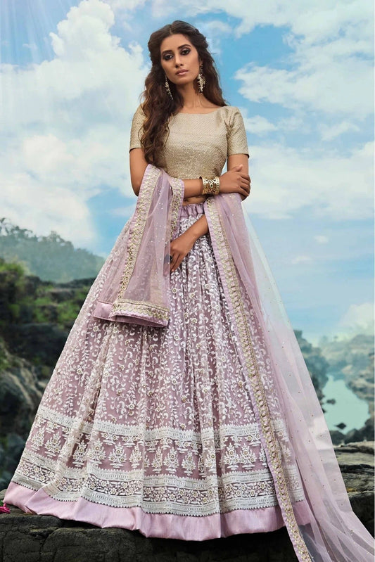 Violet Soft Net Thread Lehenga Choli NCLC10810525