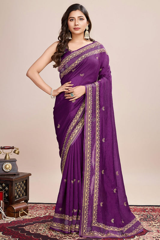 Violet Vichitra Silk Designer Saree NCSD11111726
