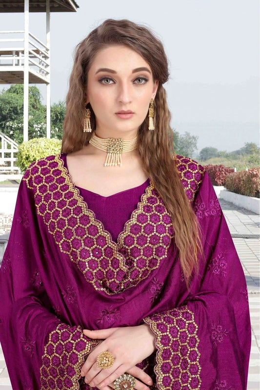 Violet Vichitra Silk Designer Saree NCSD11210694