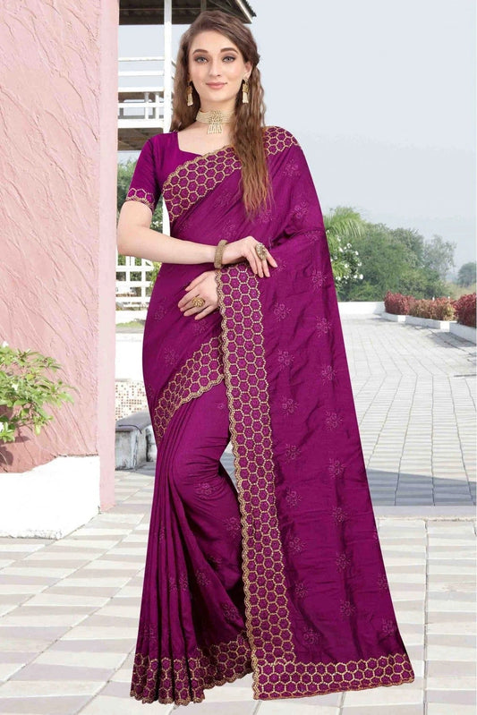 Violet Vichitra Silk Designer Saree NCSD11210694