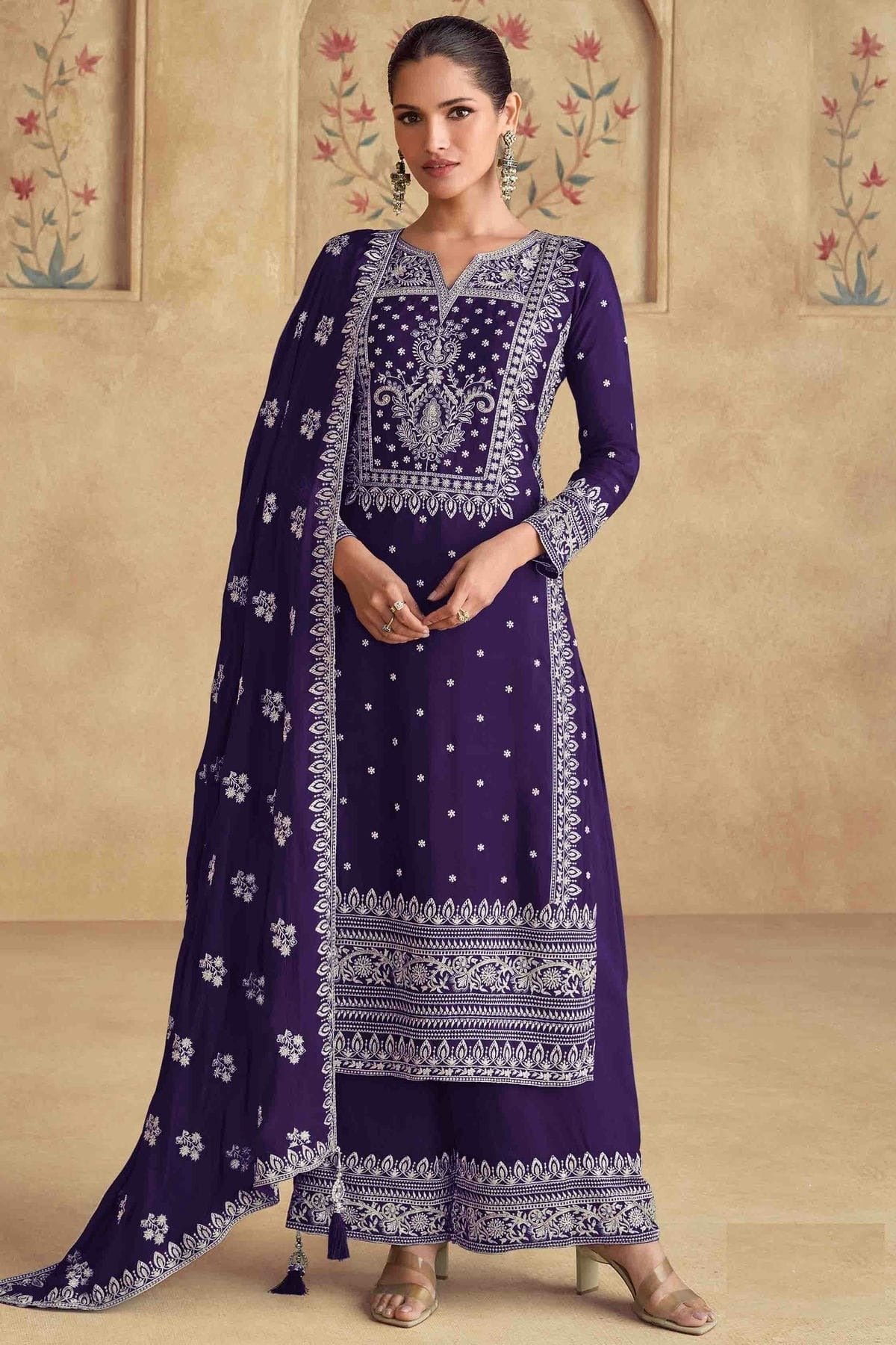 Voilet Georgette Palazzo Pant Suit NCSM11110886