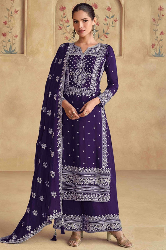 Voilet Georgette Palazzo Pant Suit NCSM11110886