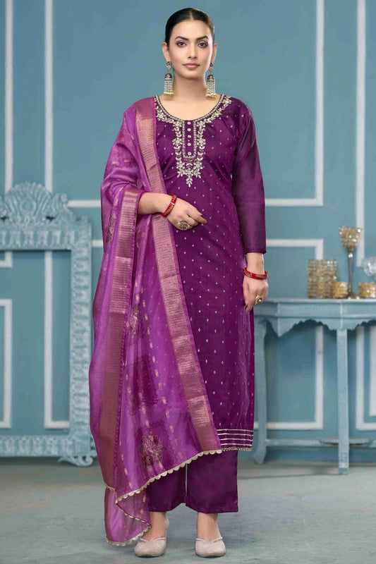 Voilet Modal Banarasi Pant Style Suit NCSM11110747