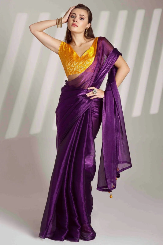 Voilet Organza Designer Saree NCSD11110829
