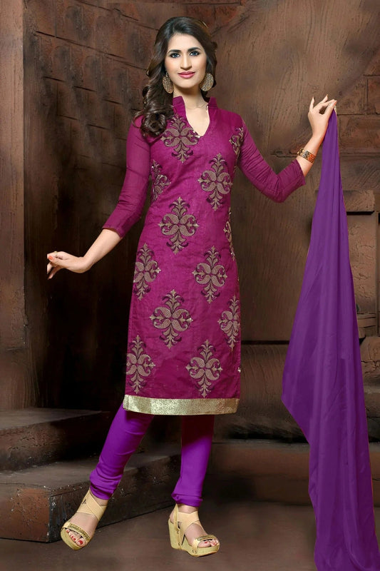 Voilet Unstitched Modal Cotton Churidar Suit NCUS11610199