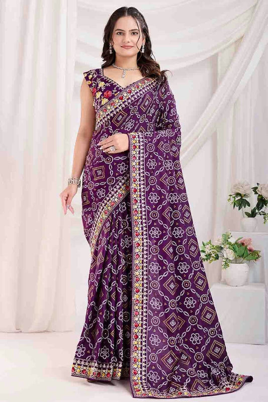 Voilet Vichitra Silk Designer Saree NCSD11110967