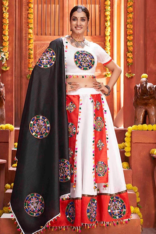 White Art Silk Navratri Lehenga Choli NCLC12410124