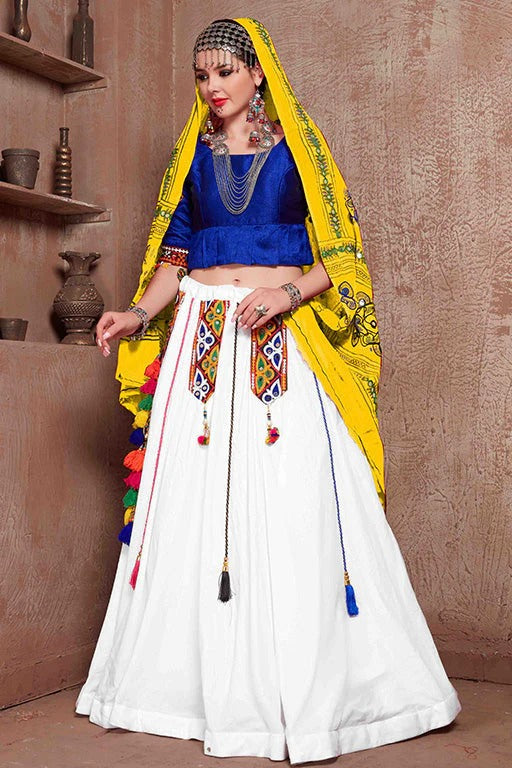 White Cotton Navratri Lehenga Choli NCLC12410117