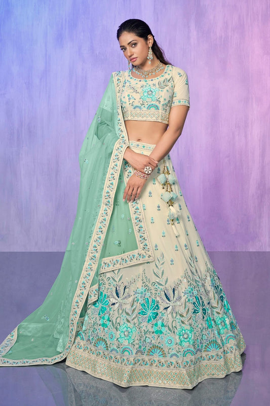 White Embroidery Georgette Lehenga Choli NCLD10810303