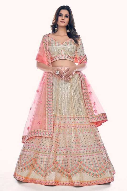 White Embroidery Soft Net Lehenga Choli NCLD10810292