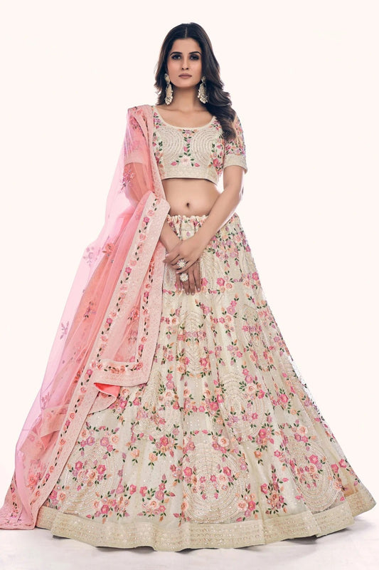 White Embroidery Soft Net Lehenga Choli NCLD10810293