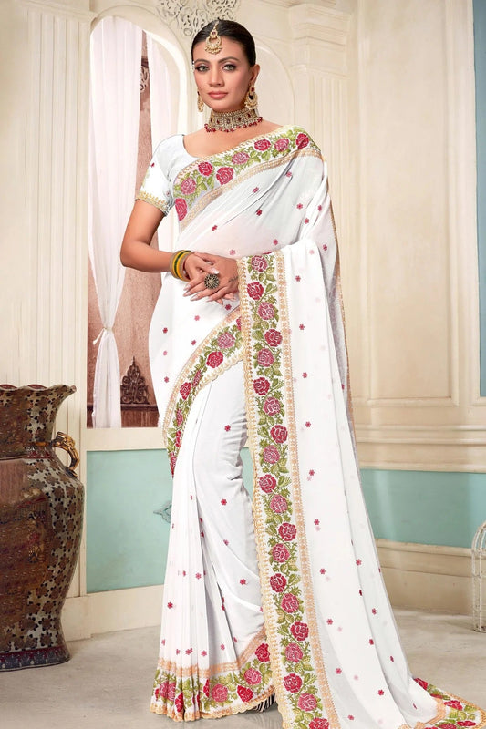 White Georgette Designer Saree NCLC11210364