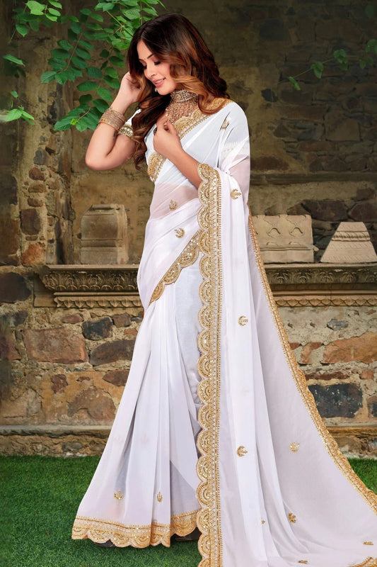White Georgette Designer Saree NCLC11210412