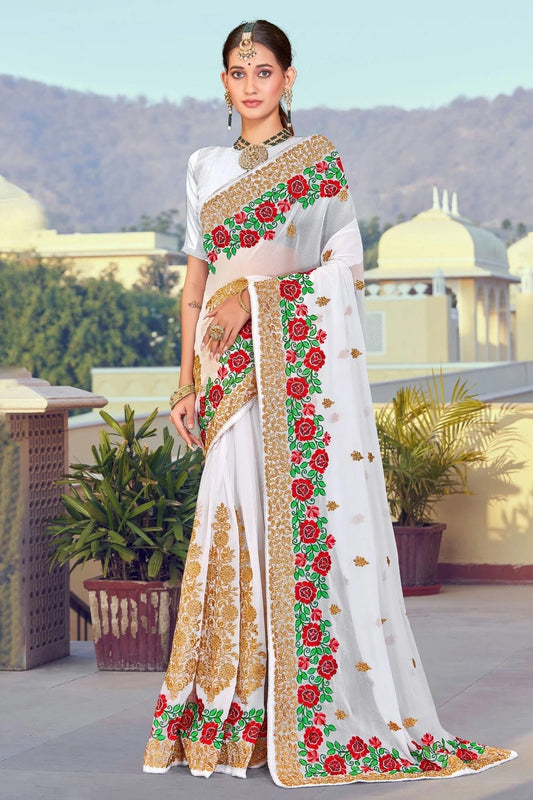 White Georgette Designer Saree NCLC11210444