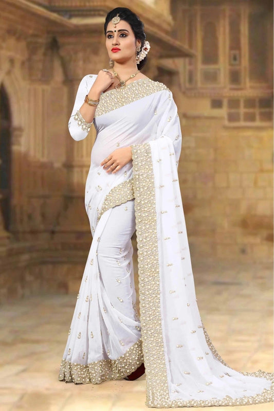 White Georgette Designer Saree NCSD10910465-10