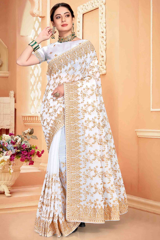 White Georgette Designer Saree NCSD10910748