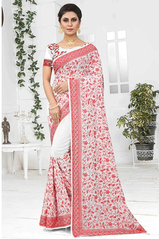 White Georgette Designer Saree NCSD10910767