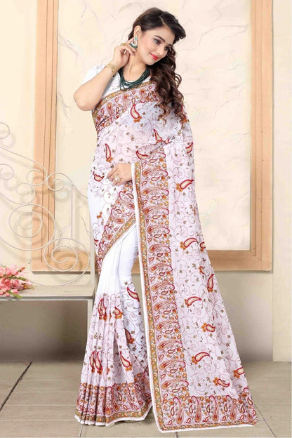 White Georgette Designer Saree NCSD11210768