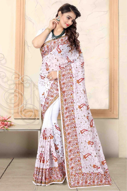 White Georgette Designer Saree NCSD11210768
