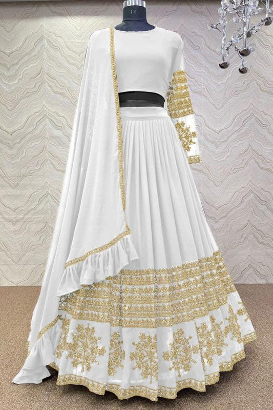 White Georgette Embroidery Lehenga Choli NCLC10210157