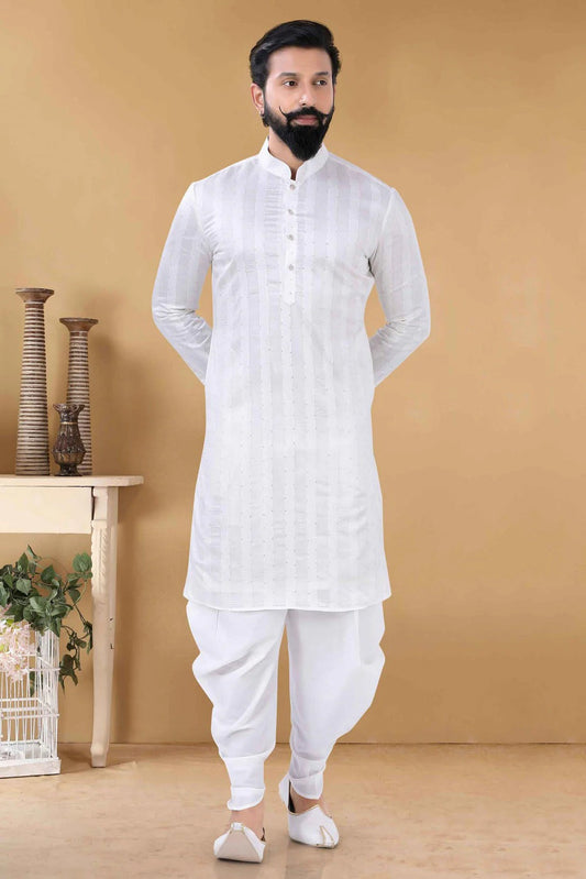 White Georgette Kurta Pajama NCKP11310169