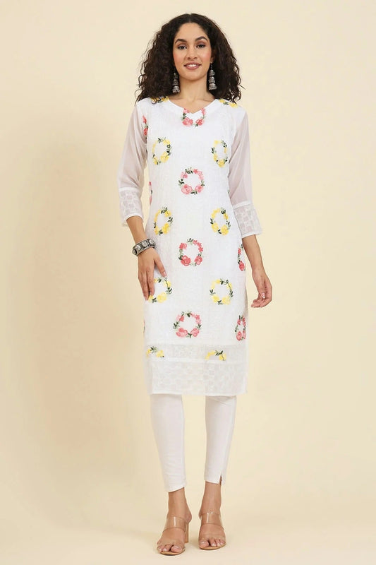 White Georgette Kurti NCKR11112064