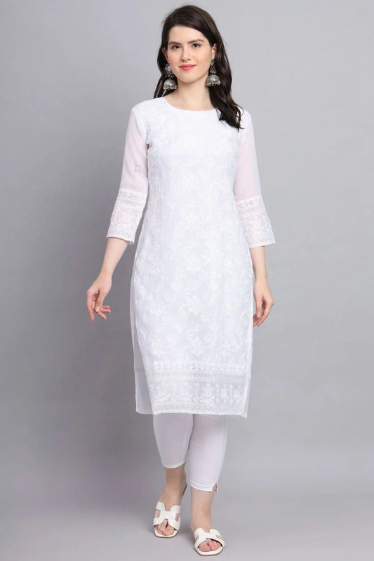 White Georgette Kurti NCKR11112108