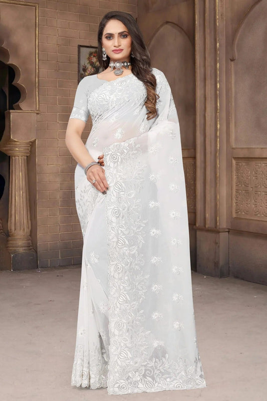 White Georgette Saree NCSD10910273