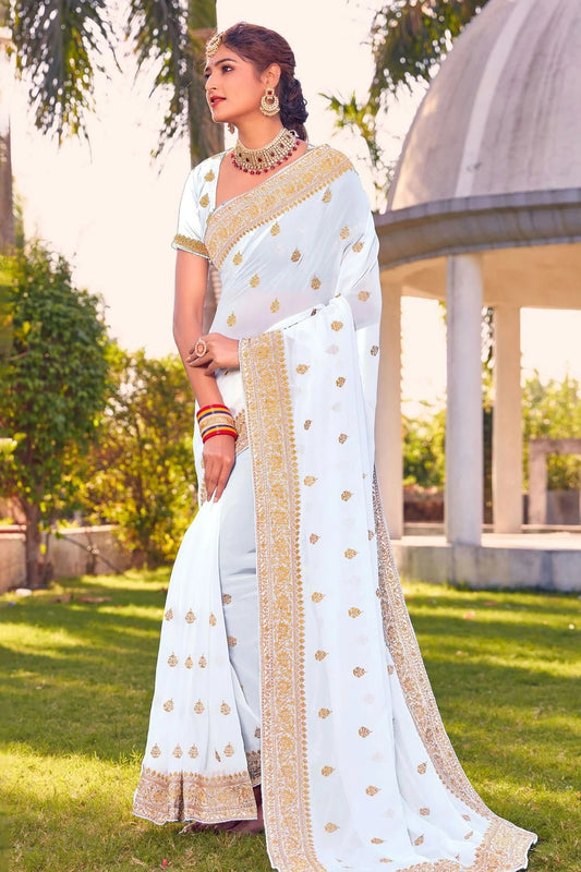 White Georgette Saree NCSD10910399
