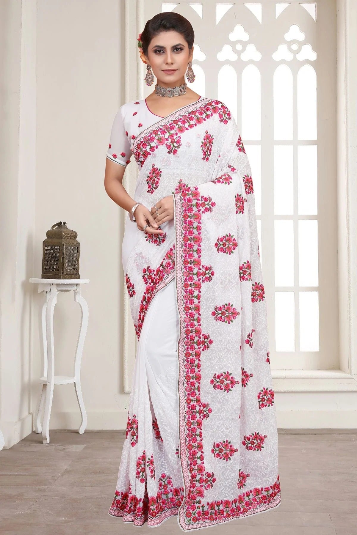 White Georgette Saree NCSD10910423