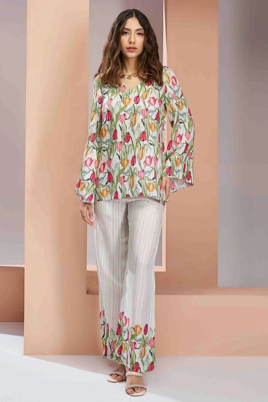 White Muslin Silk Co-Ord Set NCTP10810115