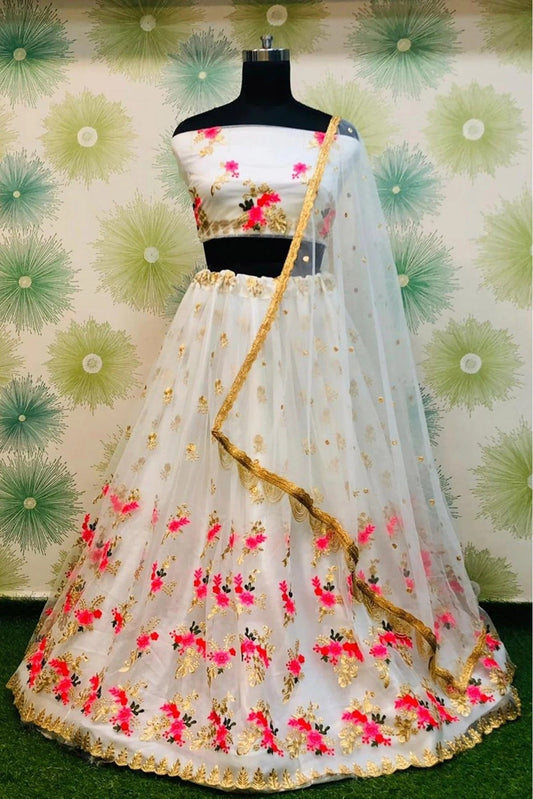 White Net Lehenga Choli NCLC10210122