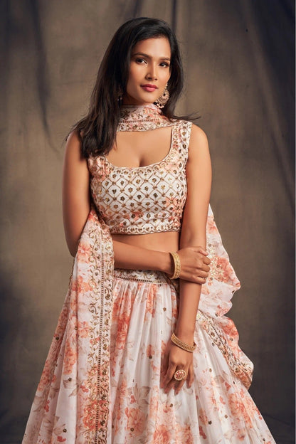 White Organza Lehenga Choli NCLC10110330