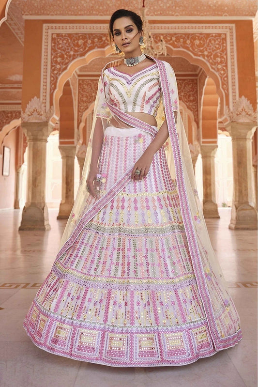 White Organza Thread Lehenga Choli NCLC10810478
