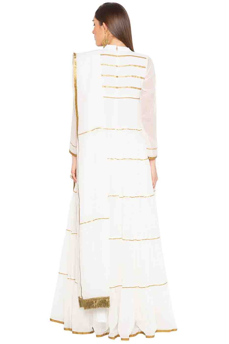 White Plus Size Georgette Embroidery Anarkali Suit NCSS10710548