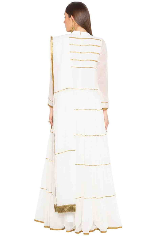 White Plus Size Georgette Embroidery Anarkali Suit NCSS10710548