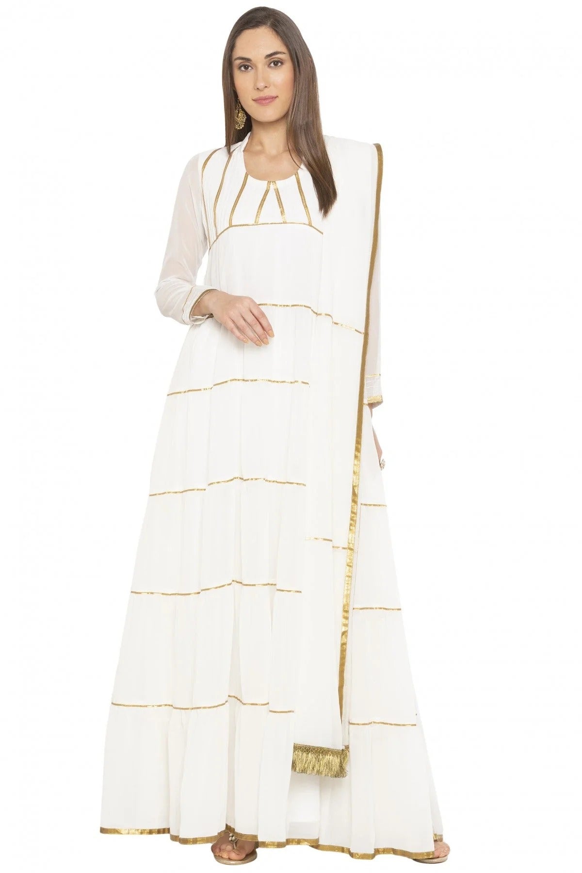 White Plus Size Georgette Embroidery Anarkali Suit NCSS10710548