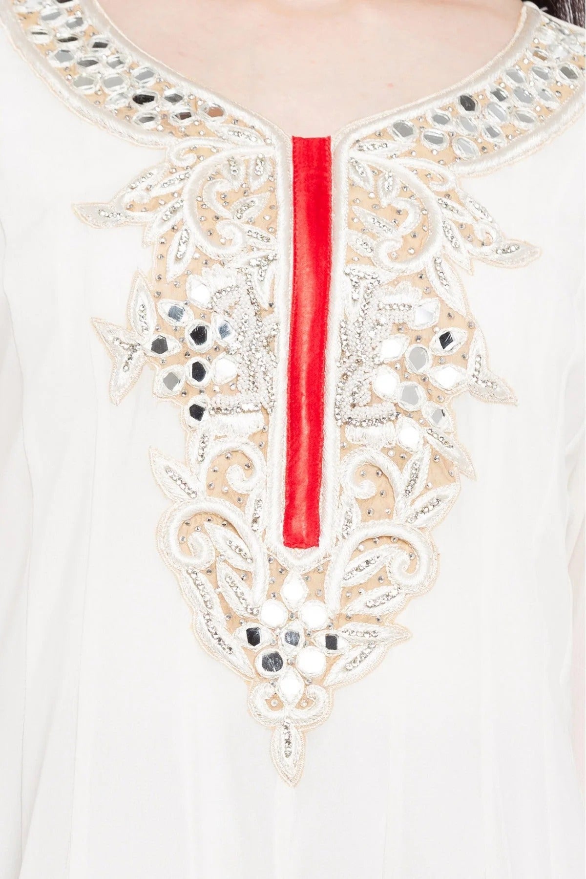 White Plus Size Stitched Faux Georgette Anarkali Suit NCSS10710481