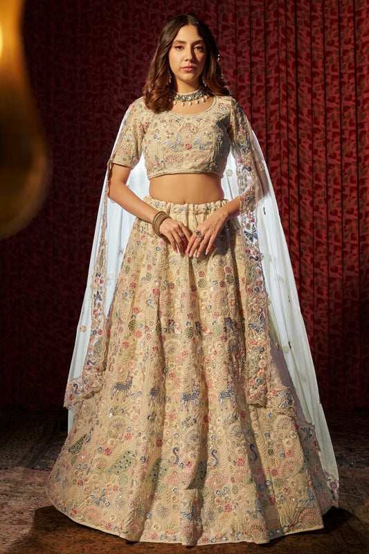 White Semi Stitched Georgette Lehenga Choli NCLC10810175